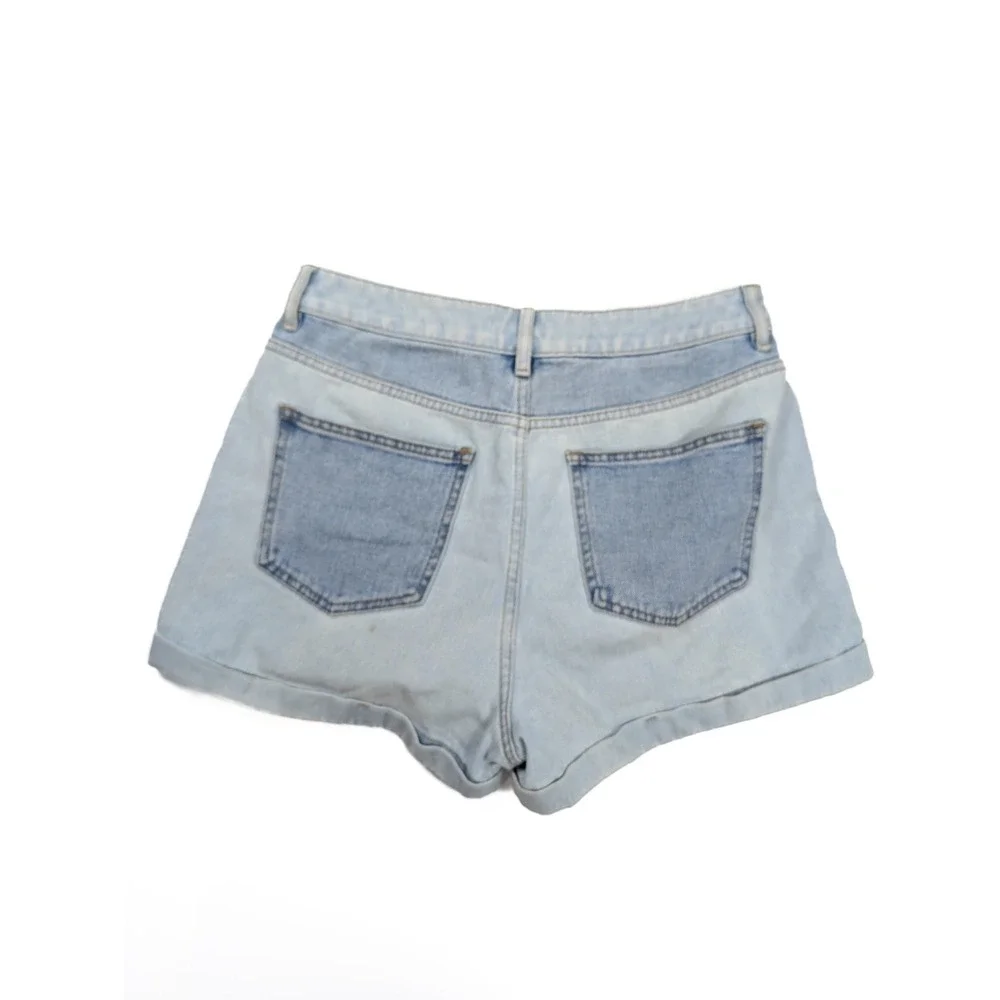 Pacsun Blue White Color Block Denim Rolled Cuff Mom Shorts‎ Women's Size 29